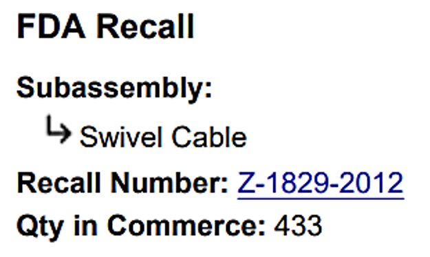 Subassembly Recall Detail Example